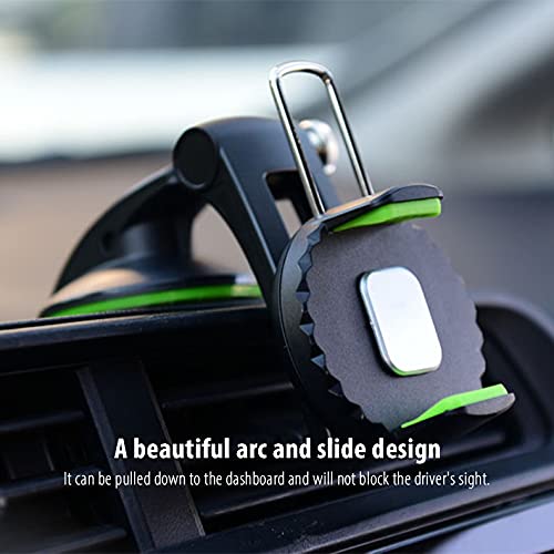  [AUSTRALIA] - Generic Vcan Car Phone Holder, Dashboard Windshield Cell Phone Mount for Car Compatible with All Mobile Phones , 360 Degree Rotation, One Hand Operated (Black/Green)