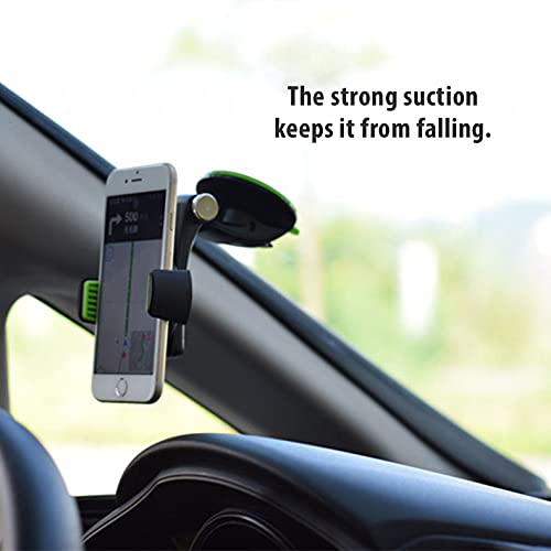  [AUSTRALIA] - Generic Vcan Car Phone Holder, Dashboard Windshield Cell Phone Mount for Car Compatible with All Mobile Phones , 360 Degree Rotation, One Hand Operated (Black/Green)