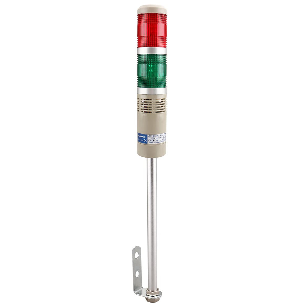  [AUSTRALIA] - Baomain Industrial Signal Light Column LED Alarm Round Tower Light Indicator Continuous Light Warning Light Buzzer LTA-502TJ Red Green DC 24V