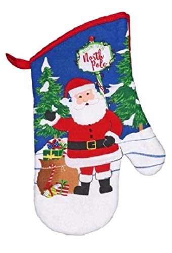  [AUSTRALIA] - Collection Christmas Kitchen Towel Set 5 Piece 2 Pot Holders & 2 Towels with 1 Oven Mitt (Santa Claus)