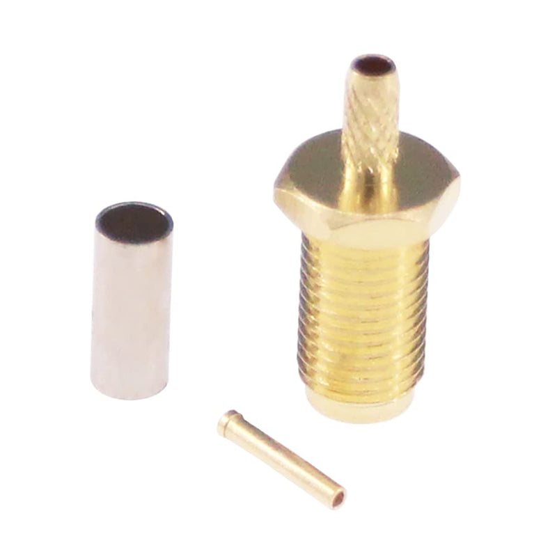  [AUSTRALIA] - RFaha 15sets SMA Female Bulkhead Crimp Connector Gold-Plated Straight for RG316 RG174 Cable(F54-15)
