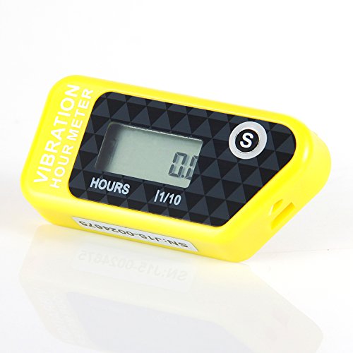  [AUSTRALIA] - Runleader HM016B Vibration Activated Wireless Digital Hour Meter Hour Meter for Air Compressor Generator jet ski Lawn Mower Motocycle Marine ATV outboards Chainsaw and other small engines(yellow)