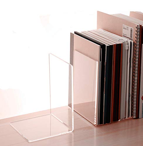 CY craft 4 Pieces Bookends,Clear Acrylic Bookends for Shelves,Heavy Duty Book Ends and Desktop Organizer,Book Stopper for Books/Movies/CDs,7.3 ×4.8× 4.8 inch - LeoForward Australia