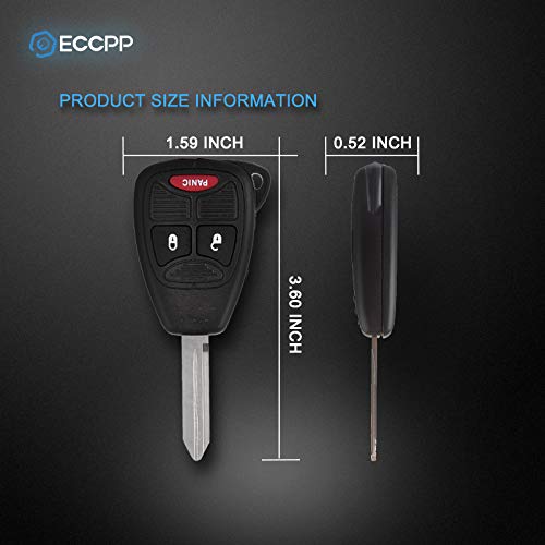  [AUSTRALIA] - ECCPP Replacement fit for Uncut Keyless Entry Remote Control Car Key Fob Shell Case Chrysler Dodge Jeep Series OHT692713AA OHT692427AA OHT692714A M3N5WY72XX (Pack of 2)