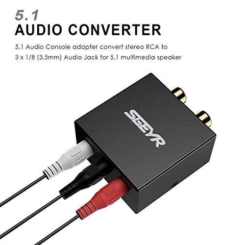  [AUSTRALIA] - SGEYR 5.1 Audio Console Adapter Convert Stereo RCA to 3 x 1/8 (3.5mm) Jack Bidirectional Conversion for 5.1 Multimedia Speaker