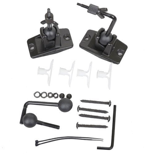  [AUSTRALIA] - VideoSecu Speaker Wall Ceiling Mount Bracket One Pair for Universal Satellite, fits Keyhole and Thread Hole with 1/4 20 Threads, 4mm and 5mm Black 1ST