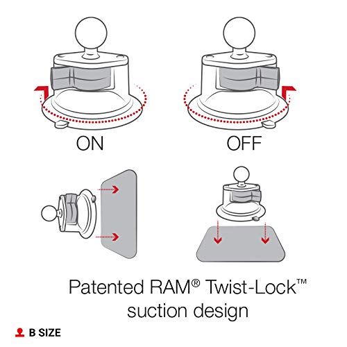  [AUSTRALIA] - RAM Mounts Twist-Lock Composite Suction Cup Base with Ball RAP-B-224-1U with B Size 1" Ball