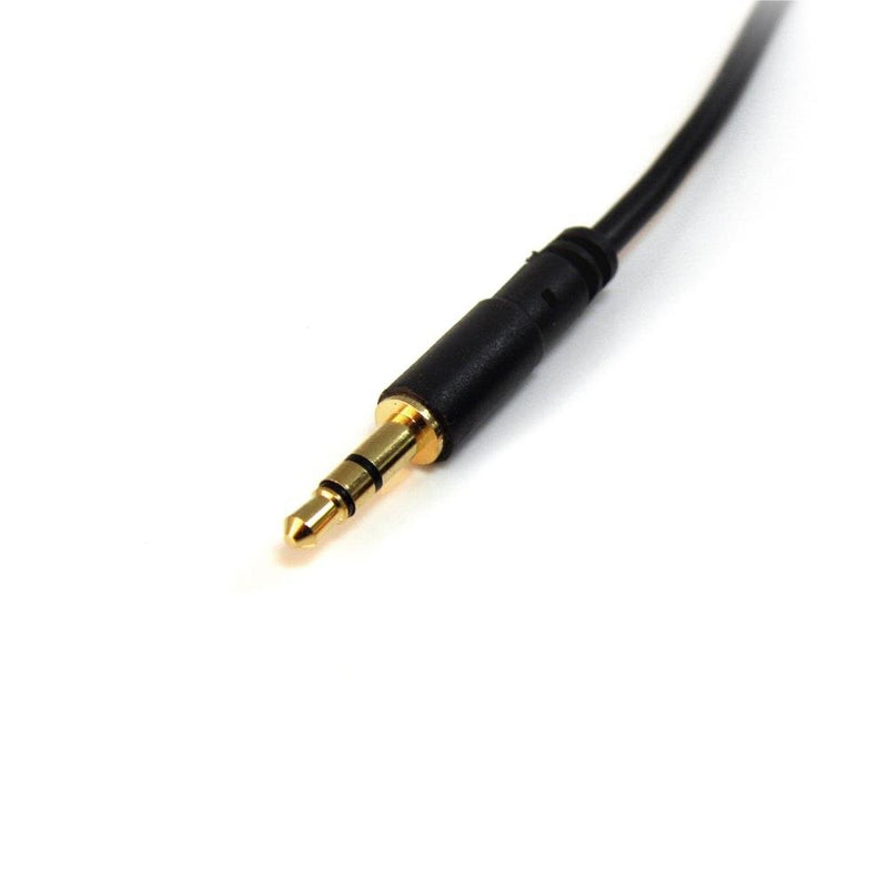 StarTech.com 15 ft. (4.6 m) 3.5mm Audio Cable - 3.5mm Slim Audio Cable - Gold Plated Connectors - Male/Male - Aux Cable (MU15MMS), Black 15ft Straight - LeoForward Australia