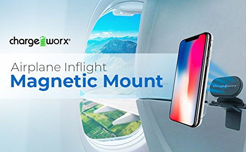  [AUSTRALIA] - ChargeWorx Airplane Magnetic Phone Mount & Tablet Mount | Universal In Flight Airplane Phone Holder Mount | 360 Degree Rotation Tablet Holder for Airplane | Tray Table Viewing for Smartphones, Tablets