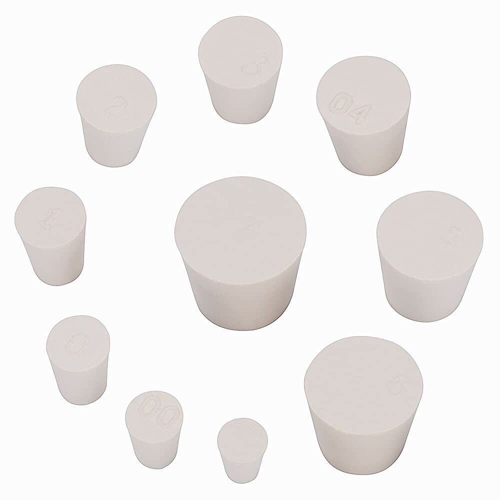  [AUSTRALIA] - Labasics Solid Rubber Stoppers Set, White Tapered Lab Seal Rubber Stoppers (22-Pack, 000#-7#)