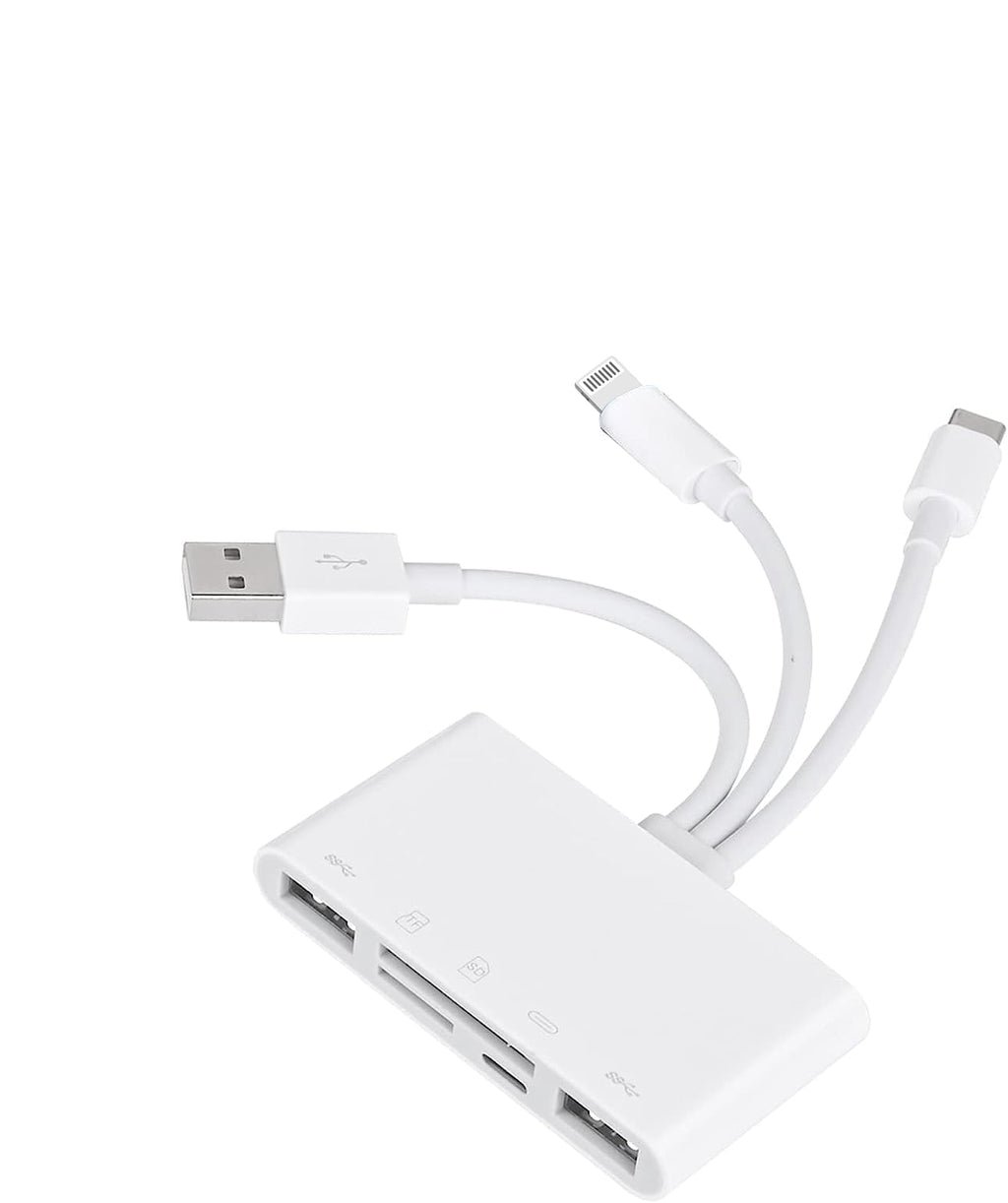  [AUSTRALIA] - [Apple MFi Certified] 5-in-1 Memory Card Reader, iPhone/iPad USB OTG Adapter & SD Card Reader, USB C and USB A Devices with Micro SD & SD Card Slots, SDHC/SDXC/MMC, Plug and Play for iOS and Android 5 in 1