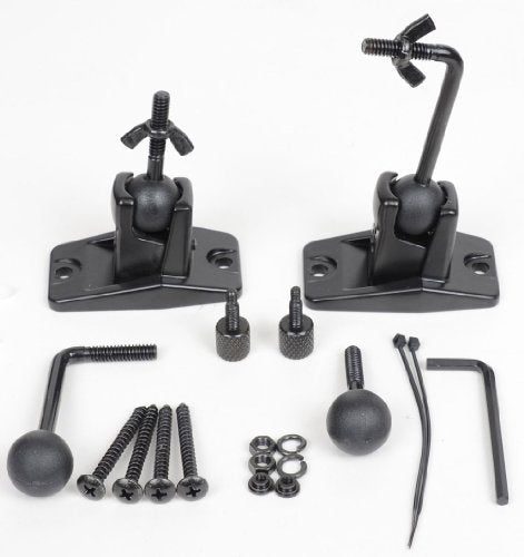  [AUSTRALIA] - VideoSecu Speaker Wall Ceiling Mount Bracket One Pair for Universal Satellite, fits Keyhole and Thread Hole with 1/4 20 Threads, 4mm and 5mm Black 1ST