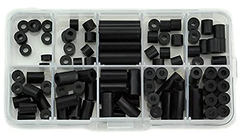  [AUSTRALIA] - Electronics-Salon Black Nylon Round Spacer Assortment Kit, for M3 Screws, Plastic.