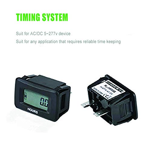  [AUSTRALIA] - Jayron JR-HM055AD AC/DC 5V to 277V Digital LCD Hour Meter for Garden Lawn Mower ZTR Tractor Generator Golf Club Club car wash Boat ATV Motor Compressor and Pneumatic Equipment