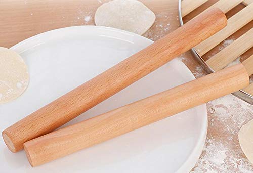  [AUSTRALIA] - VNDEFUL 2PCS Solid Wood Rolling Pin Kitchen Baking Tool and Dough Stick Hand Rolling Pin Dumpling Wrappers