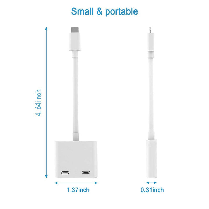  [AUSTRALIA] - rosyclo Apple MFi Certified iPhone Headphone Adapter Splitter, 2 in 1 Dual Lightning Converter Cable Dongle Music+Charge+Call+Volume Control,Compatible with iPhone 12/11/XS/XR/8/7,iPad