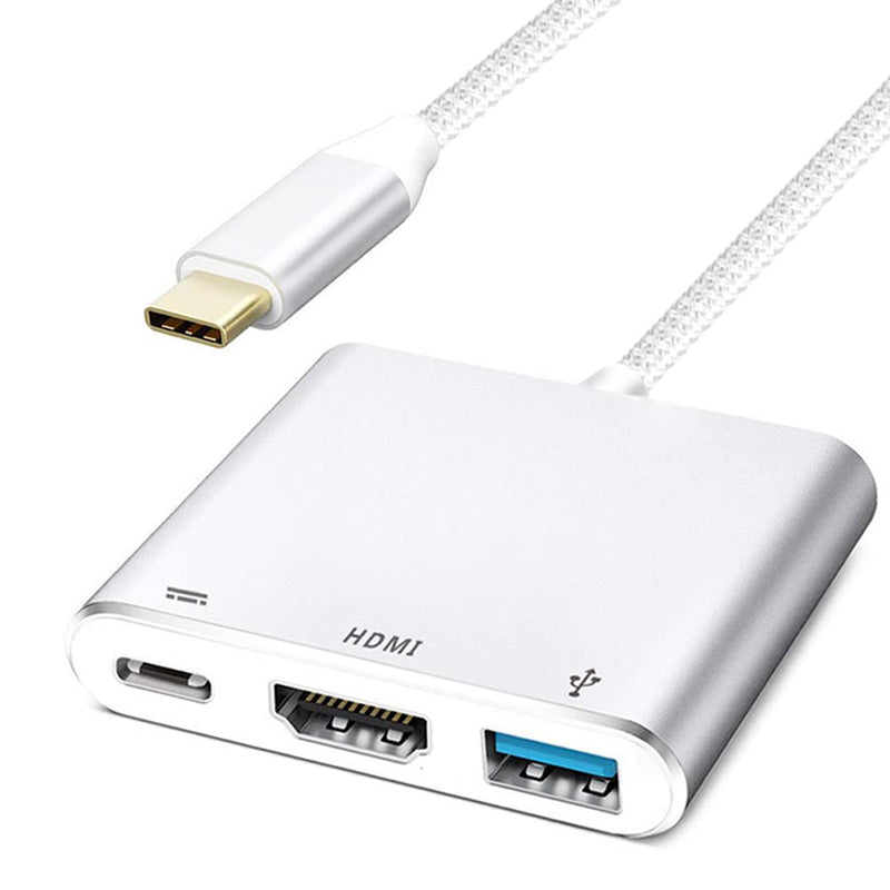  [AUSTRALIA] - USB C to HDMI Adapter, QCEs USB-C Digital AV Multiport Adapter, HDMI 4K Video USB 3.0 100W Fast Charging Hub Compatible with MacBook Pro/Air iPad iMac 2021, Samsung Dex Galaxy S20/S10 Note 20/10 Silver