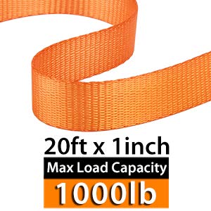  [AUSTRALIA] - JCHL Sturdy 20-foot-by-1-inch Tie Down Strap Lashing Strap Cargo Tie-Down Strap Padded Cam Lock Buckle 1000lbs Capacity (4-Pack) Orange-4Pack