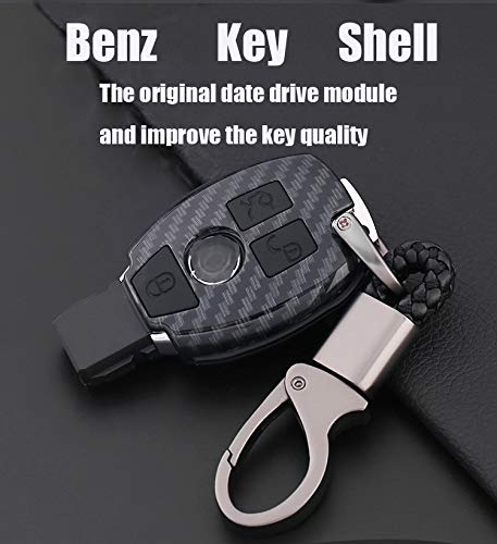 ontto Key Fob Case Carbon Fiber Texture Premium Silicone Case Full Protection Smart Key Fob Shell Keychain Fit for Mercedes-Benz C E S M CLS CLK GLK GL Class (Red) red B - LeoForward Australia