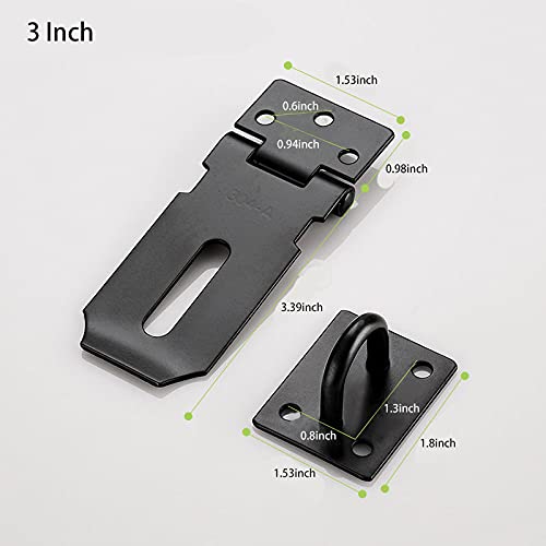  [AUSTRALIA] - Door Hasp Padlock Latch Stainless Steel Safety Clasp Hasp Lock Latch Matte Black Finish 2 Pack (3inch) 3inch