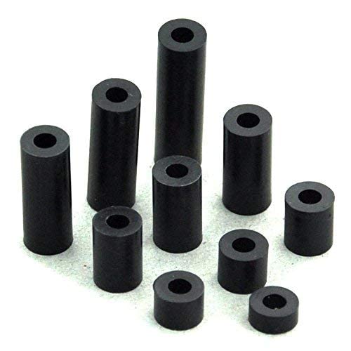  [AUSTRALIA] - Electronics-Salon Black Nylon Round Spacer Assortment Kit, for M3 Screws, Plastic.