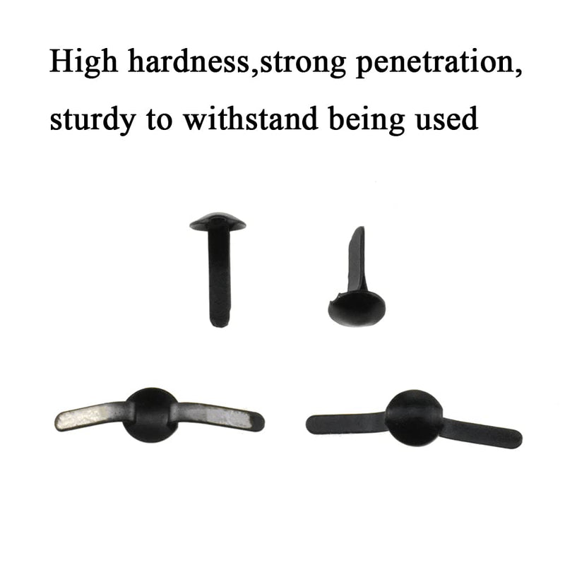  [AUSTRALIA] - Hahiyo Mini Brads Metal Fasteners Rivets Round Top 4.5x8mm Strong Penetration Even Prong Flexible Secure Through Paper Easy Bend Pass No Jagged Groove Burr Rust for Scrapbook Tag 200PCS Black 4.5x8mm-Black-200Pcs