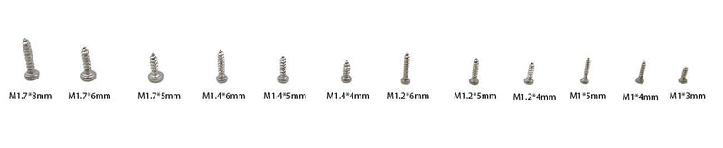  [AUSTRALIA] - HVAZI 12 Kinds M1 M1.2 M1.4 M1.7 304 Stainless Steel Phillips Rounded Head Small Self Tapping Screws Assortment Kit