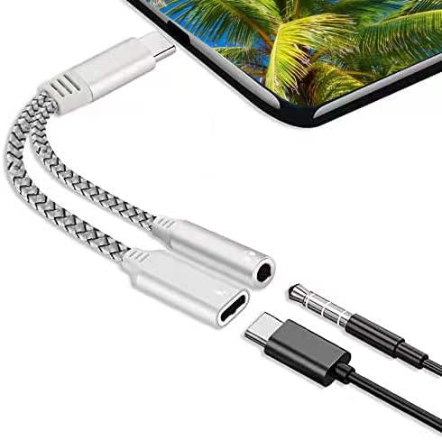  [AUSTRALIA] - USB c to 3.5mm Headphone Jack Adapter and Charger Adapter， 2-in-1 USB C 3.0 Charging Port to Aux Audio Jack high Resolution DAC and Fast Charging dongle Cable,Multifunction Connector Adapter （Silver）