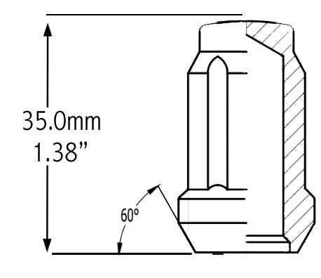  [AUSTRALIA] - Wheel Accessories Parts Set of 20 1.38in Long Car Small Diameter Lug Nut Closed End Bulge Acorn 6 Spline with Key (1/2 UNF, Black)