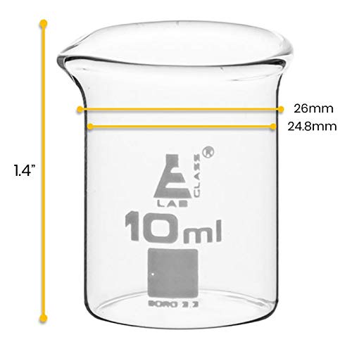 Beaker, 10ml - Low Form with Spout - Ungraduated - Borosilicate 3.3 Glass - Eisco Labs - LeoForward Australia