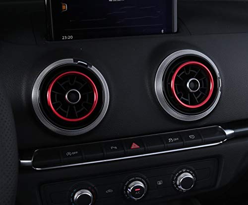 Xotic Tech 4pcs Car Auto AC Air Condition Vent Outlet Decoration Ring Cover Trim for Audi A3 8V [Red] Red - LeoForward Australia