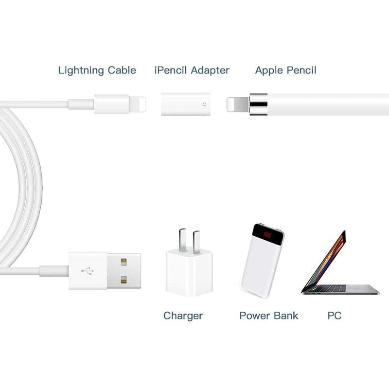[Apple MFi Certified] PAINICA Apple Pencil Charger Adapter, Lightning Cable Charging Adapter Connector, Compatible with Apple Pencil 1st Accessories Female to Female Charger Connector (White) - LeoForward Australia