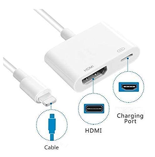  [AUSTRALIA] - [Apple MFi Certified] Lightning to HDMI Adapter for iPhone 1080P HDMI Digital AV Adapter Sync Screen Connector with Charging Port Support for iPhone 11 XS XR X 8 7 iPad iPod on HD TV Monitor Projector