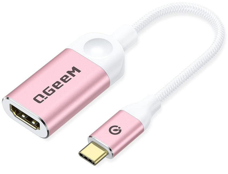  [AUSTRALIA] - QGeeM USB C to HDMI Adapter 4K Cable, USB Type-C to HDMI Adapter [Thunderbolt 3 Compatible] Compatible with MacBook Pro 2018/2017, Samsung Galaxy S9/S8,Dell XPS 13/15, Pixelbook More (Pink) Pink