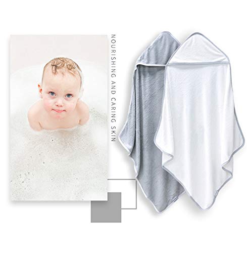 2 Pack Premium Bamboo Baby Bath Towel - Ultra Absorbent - Ultra Soft Hooded Towels for Babies,Toddler,Infant - Newborn Essential -Perfect Baby Registry Gifts for Boy Girl White and Grey 30x30 Inch (Pack of 2) - LeoForward Australia