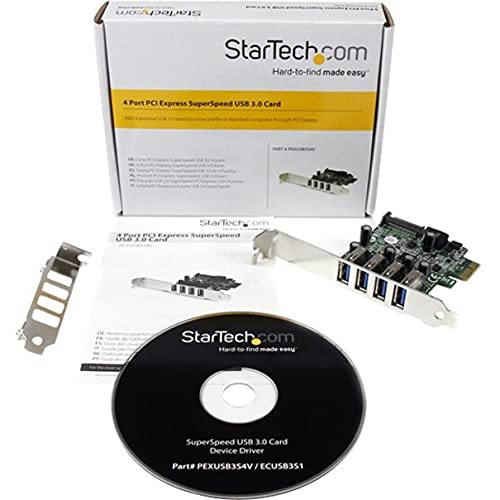  [AUSTRALIA] - StarTech.com 4-Port PCI Express SuperSpeed USB 3.0 Controller Card with UASP - USB 3.0 Expansion Card with SATA Power (PEXUSB3S4V)