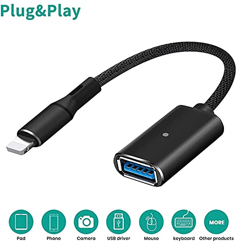  [AUSTRALIA] - USB Camera Adapter, MeloAudio iOS Male to USB 3.0 Female USB OTG Extension Cable Compatible iOS 9.2 or Later, Support Card Reader USB Flash Drive Mouse MIDI Keyboard Piano Mic Audio Interface (Black) Black