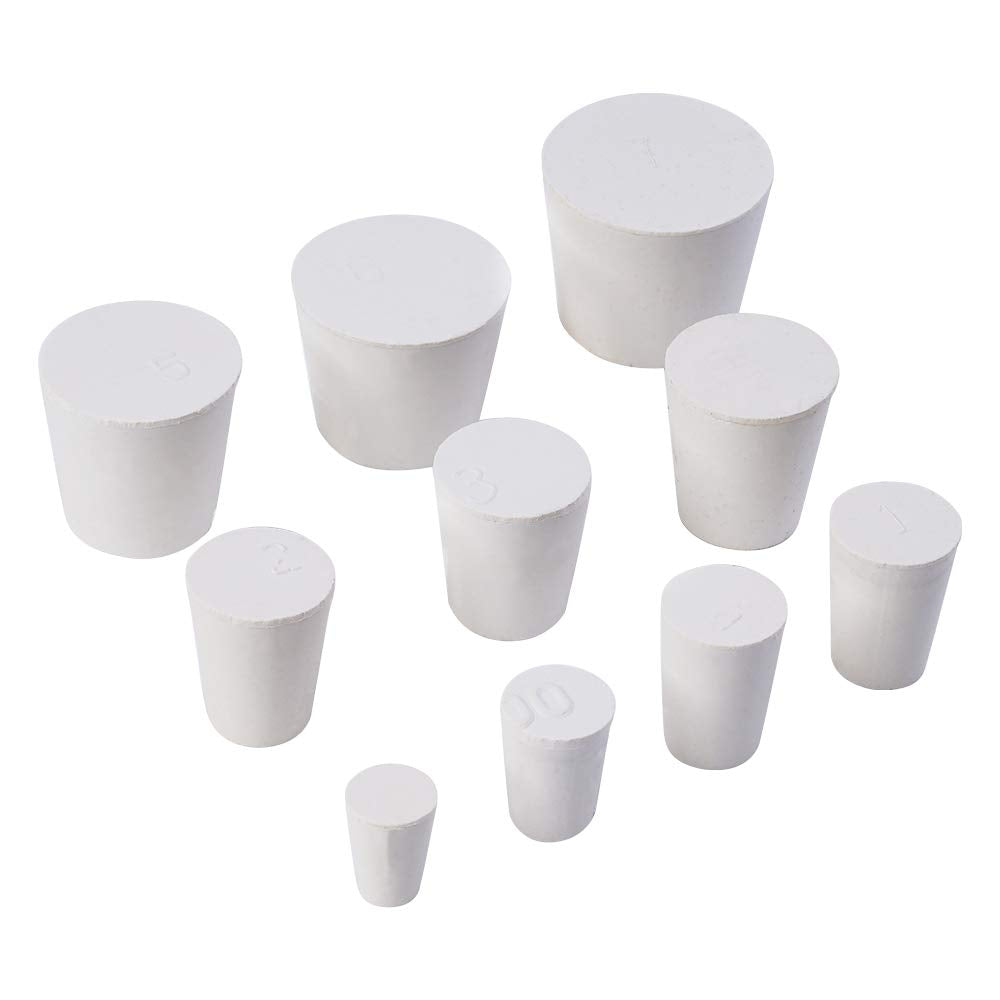  [AUSTRALIA] - 22 Pack 000# -7# White Solid Rubber Stoppers