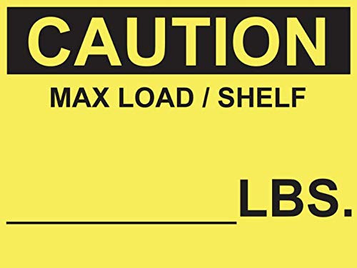  [AUSTRALIA] - 100 Pcs Pallet Rack Capacity Label, 3×4″ (76.2×101.6mm) Caution MAX Load/Shelf LBS, Cross Beam Safety Bright Warning Self-Adhesive PVC Sticker, 0.004″ (0.1mm) Smooth, British Unit, Style B Pack of 100 Pcs