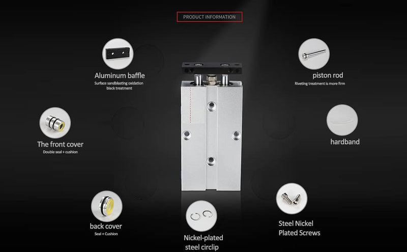  [AUSTRALIA] - Othmro Air Cylinders 0.63in Bore 11.8in Stroke Double Action Air Cylinder M5 Single Rod Double Acting Aluminium Alloy Penumatic Quick Fitting Mini Air Cylinder for Pneumatic and Hydraulic Systems MAL16x300