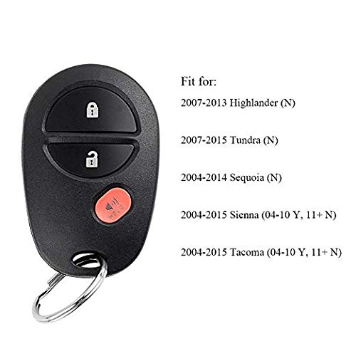  [AUSTRALIA] - BESTHA Car Key Fob Keyless Entry Remote for Toyota Tacoma Tundra Sienna Sequoia Highlander GQ43VT20T 3-Btn