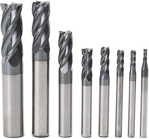  [AUSTRALIA] - 8pcs 2-12mm CNC Square Nose End Mills,Carbide Tungsten Steel 4 Fultes Milling Cutter, Router Bits Rotary Bits Tool Straight Shank 2-12mm