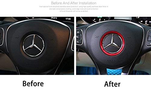  [AUSTRALIA] - DEMILLO Sports Aluminum Steering Wheel Center Decoration Cover Trim for Mercedes B C E CLA GLA GLC GLK Class(red, 2'' Inner Ring Size) red