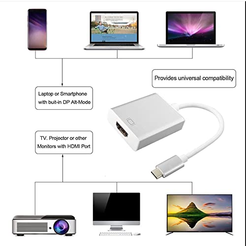  [AUSTRALIA] - Qidoou USB C to 4K HDMI Digital AV Adapter Compatible 2016-2021 MacBook Pro 12/13/15/16, iPad Pro, iPad Air 4, New iMac Pro, Surface, Chromebook, Samsung (HDMI/Silver) HDMI/Silver