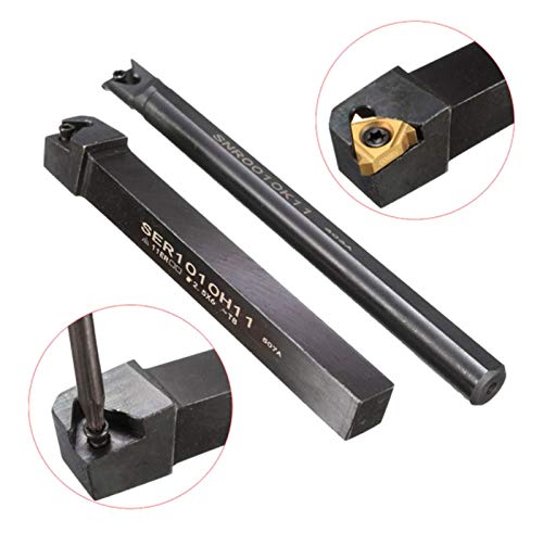  [AUSTRALIA] - GBJ Lathe Threading Tool External + Internal Threading Holder SER 1010H11+ SNR 0010K11 Threading Holder with 11ER AG60 11IR AG60 Threading Inserts (SER1010H11+SNR0010K11+11ER A60+11IR A60 (Gold)) SER1010H11+SNR0010K11+11ER A60+11IR A60 (Gold)
