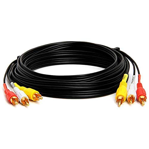  [AUSTRALIA] - 3-Male RCA to 3-Male RCA Composite Video Audio A/V AV Cable Gold Plated - 10 Feet by Master Cables®