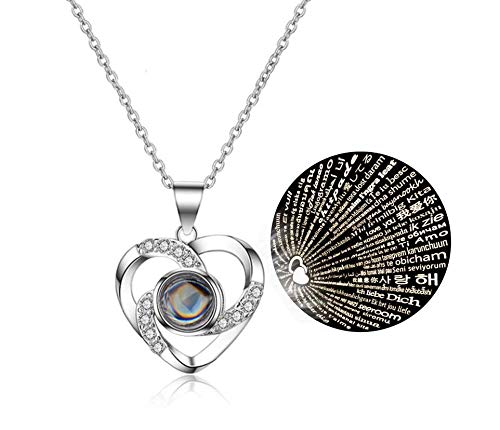  [AUSTRALIA] - Preserved Real Rose with Silver-Tone Heart Necklace I Love You in 100 Languages Gift Set, Enchanted Real Rose Flower for Valentine's Day Anniversary Wedding Romantic Gifts for her (Red Rose) Red Rose