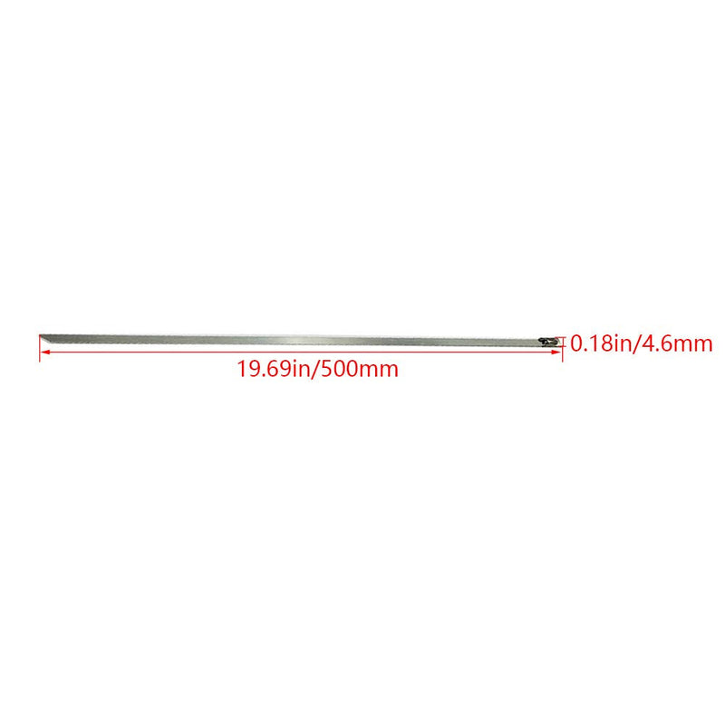  [AUSTRALIA] - MroMax 10PCS 19.69" x 0.18" Stainless Steel Cable Tie 304 Stainless Steel Self-locking Multi-purpose Metal Exhaust Sleeve Tie