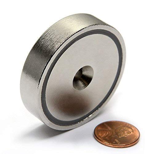 CMS Magnetics Powerful Neodymium Cup Magnet 150 lb Pulling Power 1.89" Diameter x 1/2” Thick with Countersunk Hole for #10 Flat Head Screw (Stainless Steel Screw Included) – 1 Piece - LeoForward Australia