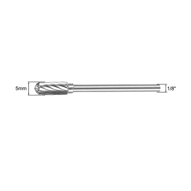 uxcell Tungsten Carbide Rotary Files 1/8" Shank, Single Cut Cylindrical Radius End Rotary Burrs Tool 5mm Dia, for Die Grinder Drill Alloy Steel Hard Metal Carving Polishing, 2pcs - LeoForward Australia